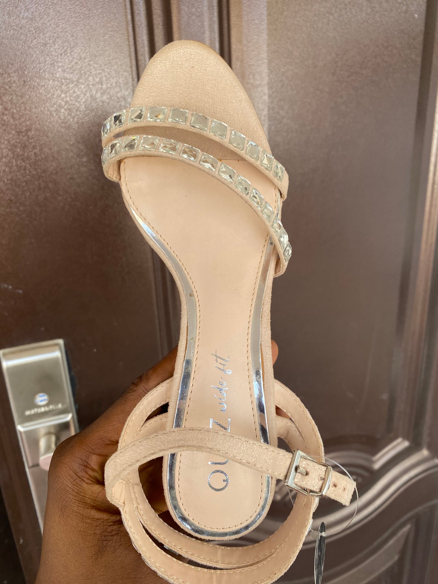Quiz clothing Wide Fit Nude Diamante Strappy Heeled Sandals