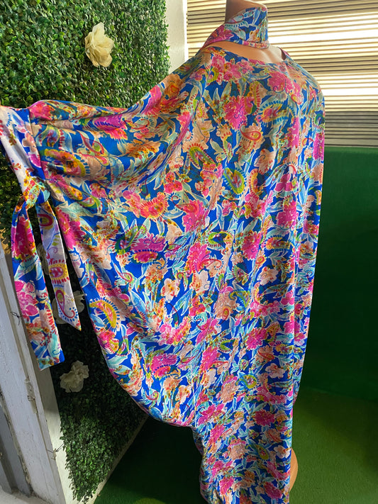 K&Y vintage vibrant Ready to wear bubu gown with scarf free size