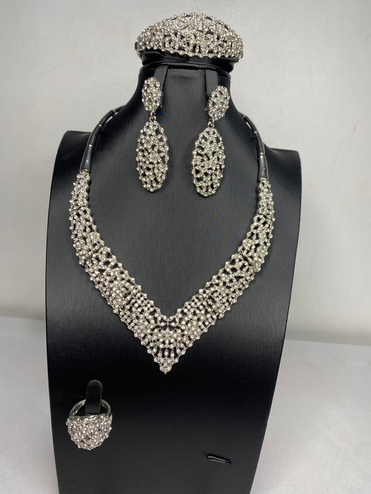Elegant Geometric Cubic Ziconia Jewelry Set SJP