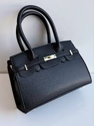 F&S Black Leather handbag with silver key design