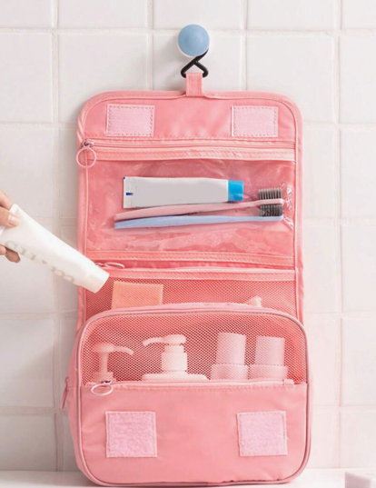 1pc High Quality Women Makeup Bags Toiletries Organizer - Pink