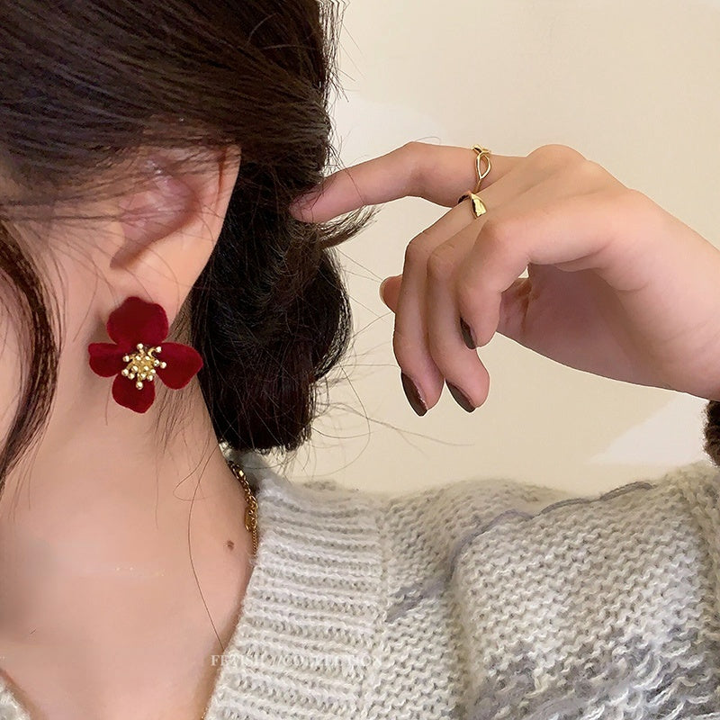 Passion Velvet Red Floral Earrings SJP