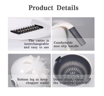 Generic 5 Multi-Functional Interchangeable Cutter With Drain Basket White/Grey 23.5cm