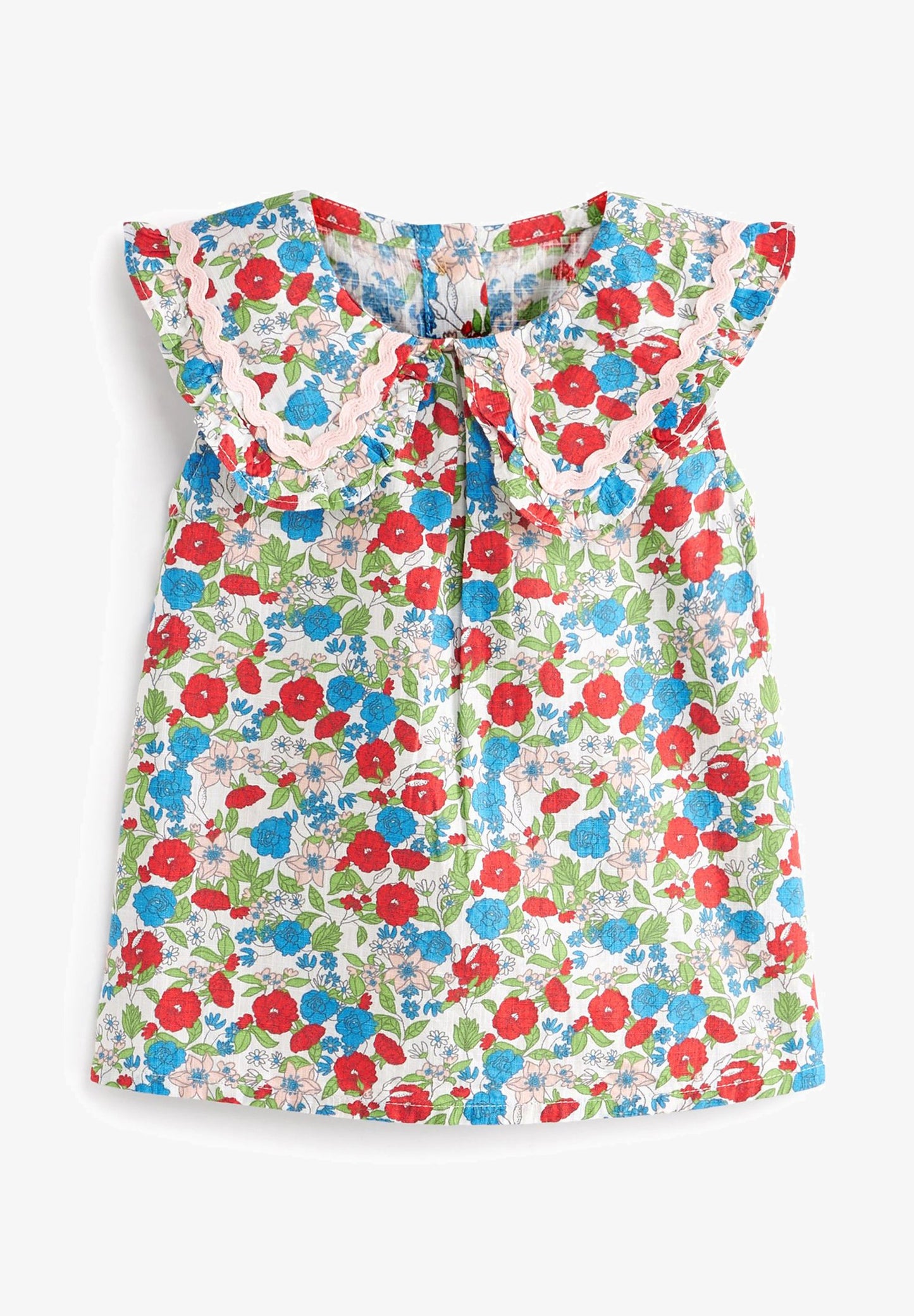 NEXT Red/blue Cotton Collar Blouse