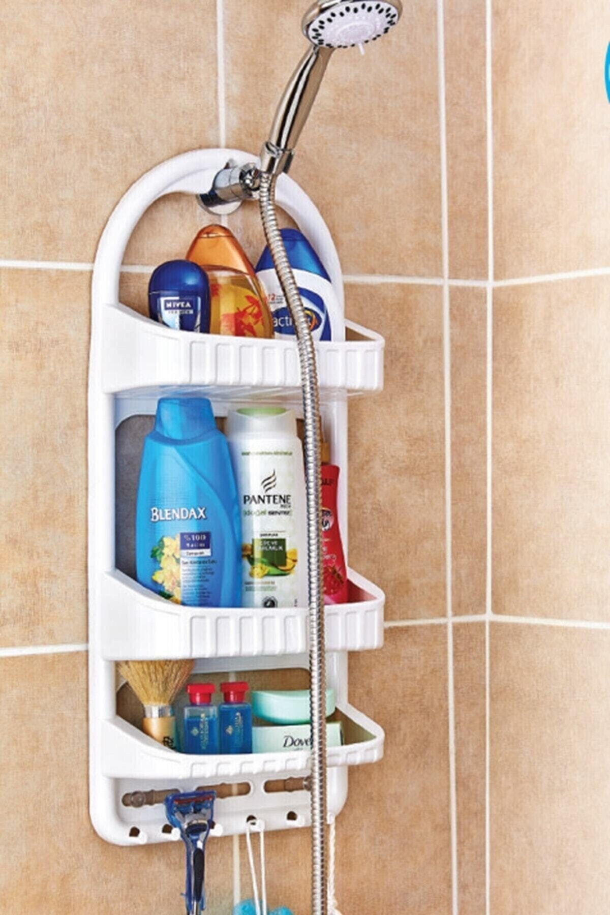 ELAVUSShampoo Rack with 3 Shelves Bathroom Shampoo Rack White Fma04674 Size