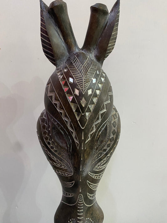 Brown Tribal Giraffe Mask 47x15cm