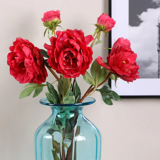 Dark Pink Peony Artificial Flower H90CM