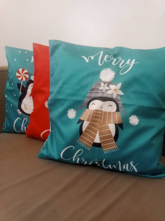 Merry Christmas Green & Red themed 3-in-one throw pillow cover