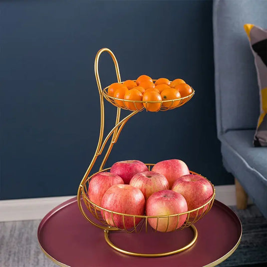 1pc 2 layer fruits basket gold 25*38cm