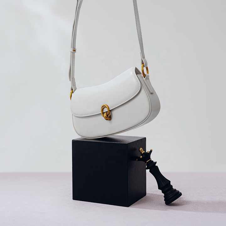 F&S Women's Leather White Underarm & Crossbody Bag