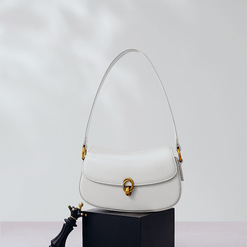 F&S Women's Leather White Underarm & Crossbody Bag