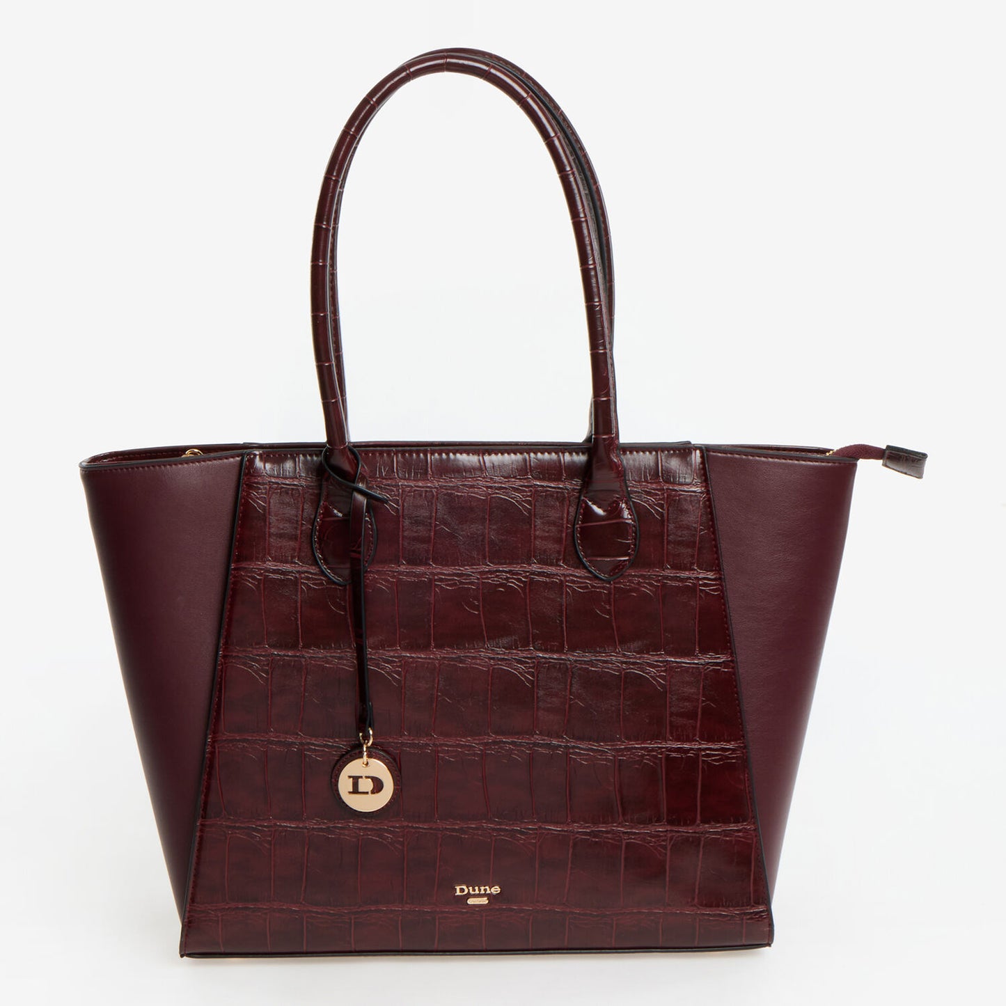 Dune Burgundy Croc Effect Tote Bag