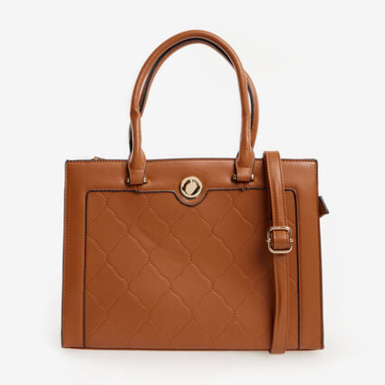 Brown Quilted Tote Bag- Large