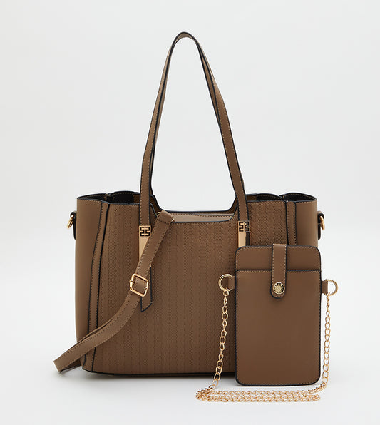 Tyra Stitch Detailed Satchel Bag with Pouch