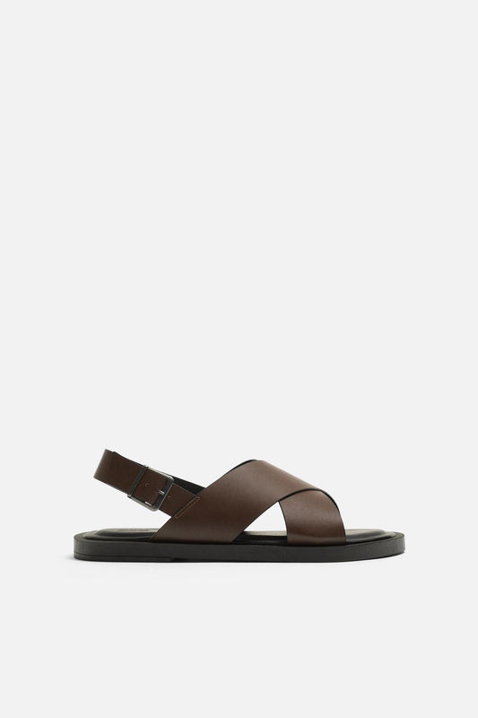 ZARA BROWN CROSSOVER SANDALS