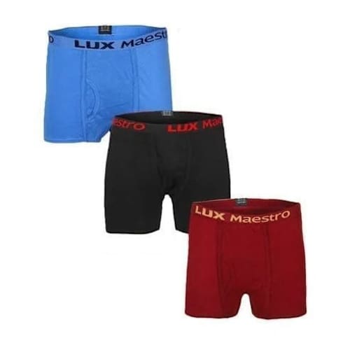 De Lynn Lux Maestro 3pc interlock trunk 100% cotton boxer with broad band for better grip and long lasting fit Color: maroon, blue and black
