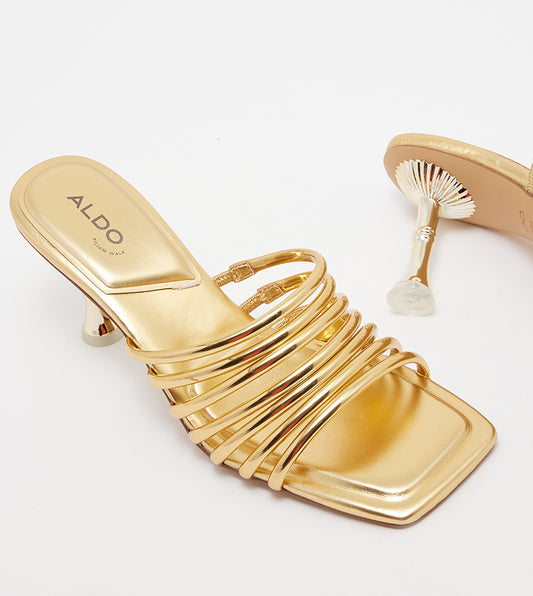 Aldo HARPA Strappy Sculptural Heel Sandals: Gold