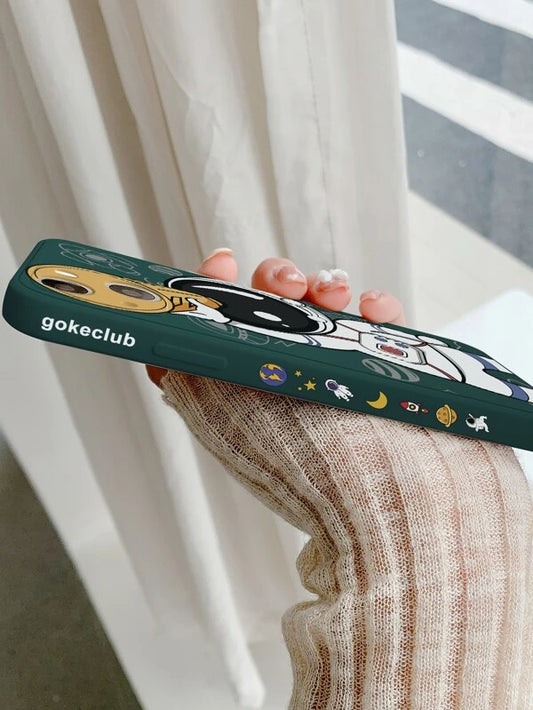 Shein Cartoon Astronaut Phone Case With Lanyard; Dark Green- 13 Pro Max