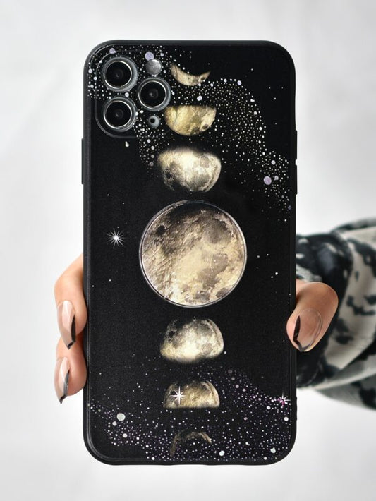 Moon Pattern Phone Case With Stand-Out Phone Grip