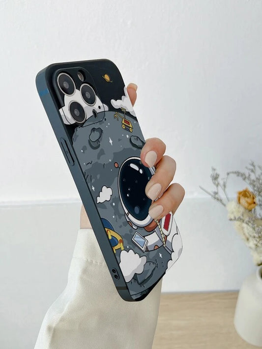 Shein Cartoon Astronaut Print Space Phone Case- 13 Pro Max