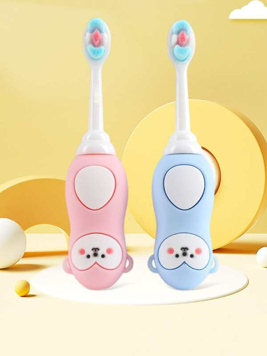 SHEIN 1pc Cartoon Monkey Shaped Random Color Kids Toothbrush, : Blue