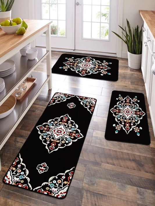 1pc Floral Pattern Kitchen Rug