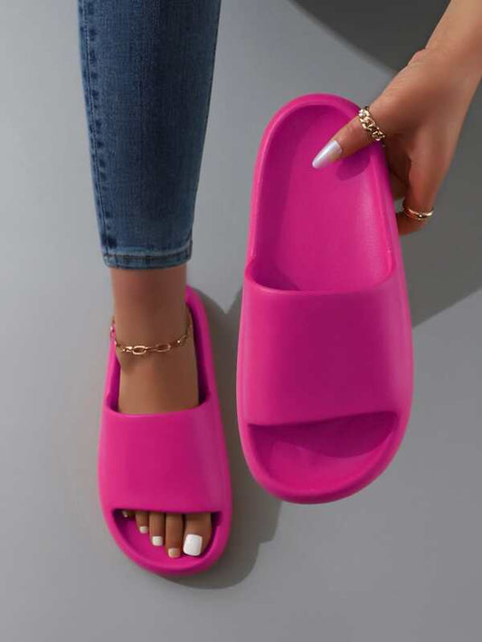 SHEIN Minimalist Single Band Slides: Pink