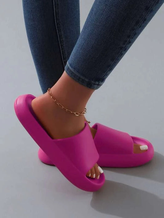 SHEIN Minimalist Single Band Slides: Pink