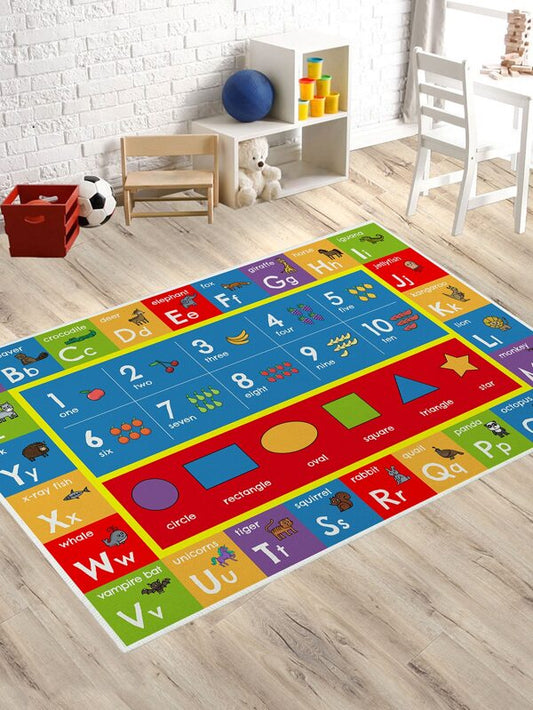 SHEIN 1pc Number & Cartoon Animal Pattern Rug, Cute Polyester Floor Carpet For Home, Kids