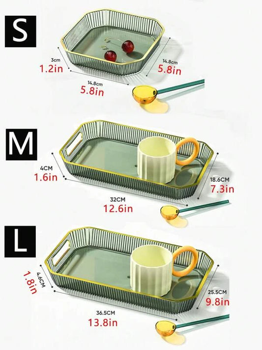 SHEIN 1pc PET Tray, Modern Two Tone Geometric Food Tray For Table