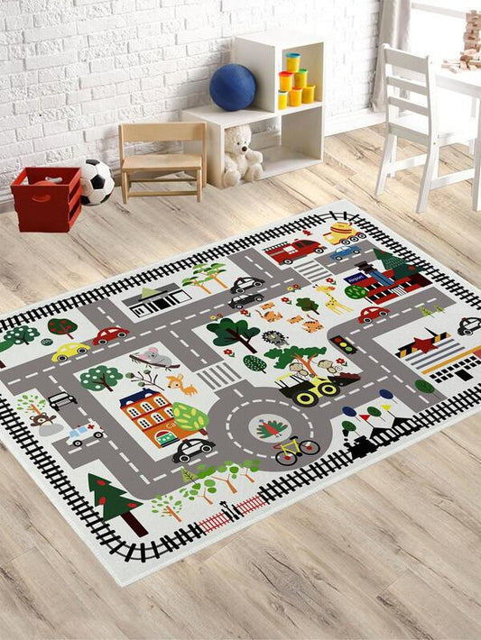 SHEIN 1pc Animal & Tree Pattern Rug, Modern Polyester Floor Mat For Living Room And Bedroom