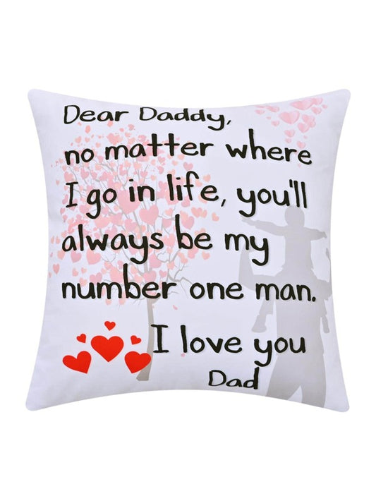 SHEIN 1pc Slogan Graphic Cushion Cover Without Filler, Dear Daddy Inscription