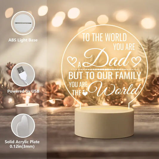 Gifts for Dad Acrylic Night Lights Engraved USB Low Power Night Lamps, Idea Dad Him Gifts for Christmas Birthday Wedding Anniversary, New Dad Gifts for Men