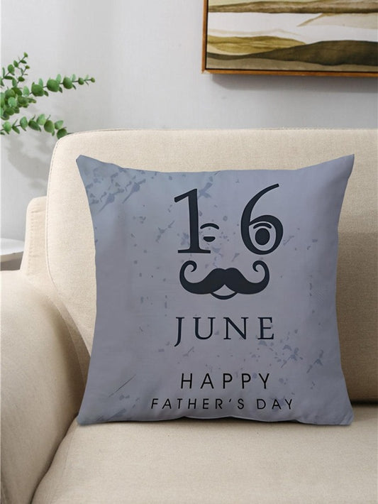 SHEIN 1pc Slogan Graphic Cushion Cover Without Filler, Fabric Decorative Throw Pillow Case For Father's Day; with black inscription
