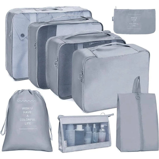 8pcs Portable Travel Storage Bag, Multifunction Laundry Bag For Travel - GREY