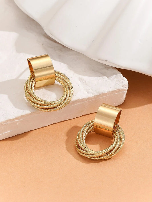 Contemporary Gold Multi Layer Stud Earring SJP