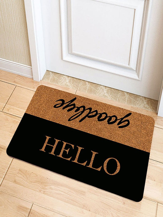 1pc Dual-color Hello English Letter Door Mat, Bathroom Carpet, Kitchen Mat, Bathtub Mat, Outdoor Carpet, Bathroom Decoration, Bathtub Slip-resistant Mat, Kitchen Floor, Toilet Mat