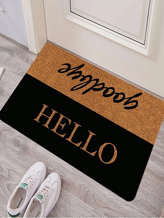 1pc Dual-color Hello English Letter Door Mat, Bathroom Carpet, Kitchen Mat, Bathtub Mat, Outdoor Carpet, Bathroom Decoration, Bathtub Slip-resistant Mat, Kitchen Floor, Toilet Mat