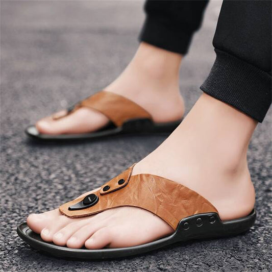 Men Casual All-Match Breathable Wear-Resistant Non-Slip Sandals Beach Shoes - BROWN