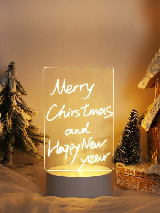 1Pc Creative Note Board Three Colour LED Night Lamp USB Message Board Holiday Light With Pen Gift Christmas Party Decor