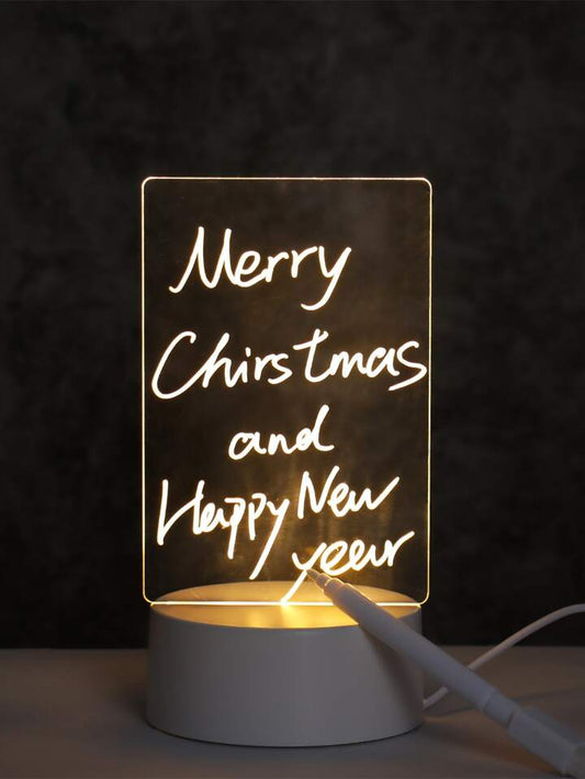 1Pc Creative Note Board Three Colour LED Night Lamp USB Message Board Holiday Light With Pen Gift Christmas Party Decor