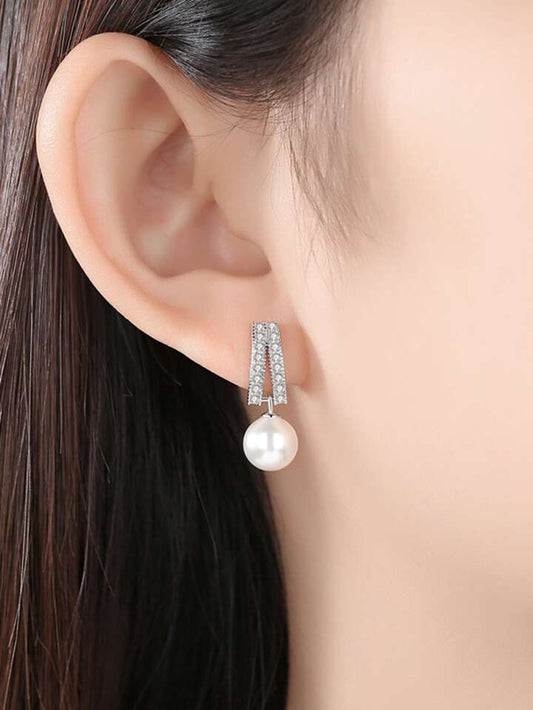 Zircon Simple Elegant Small Pearl Earring SJP