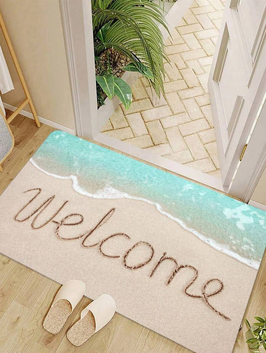 1pc Durable Welcome Doormat, Indoor Outdoor Entrance Mat, Non-slip Dirt Resistance Welcome Mat, Absorbent Bath Mat, Suitable For Living Room, Kitchen, Bedroom, Farmhouse, Kitchen Carpet