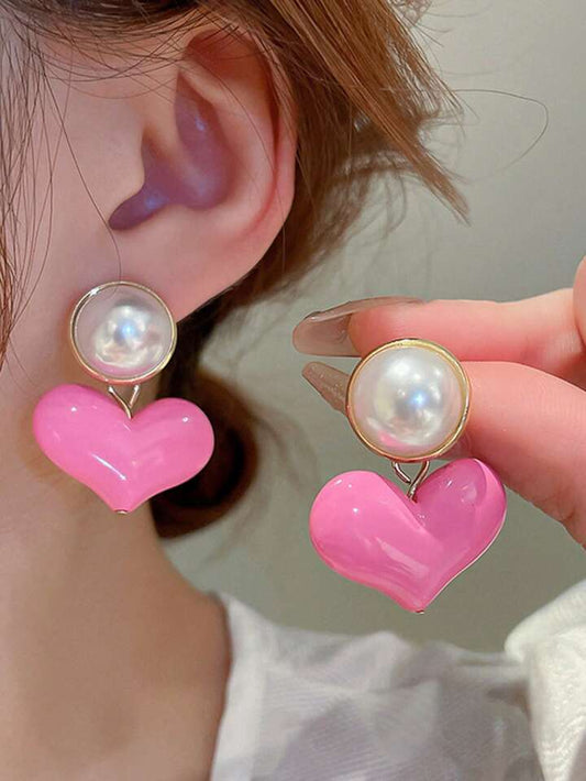 Geometric Chubby Pink Love Charm Pear Stud Earring SJP
