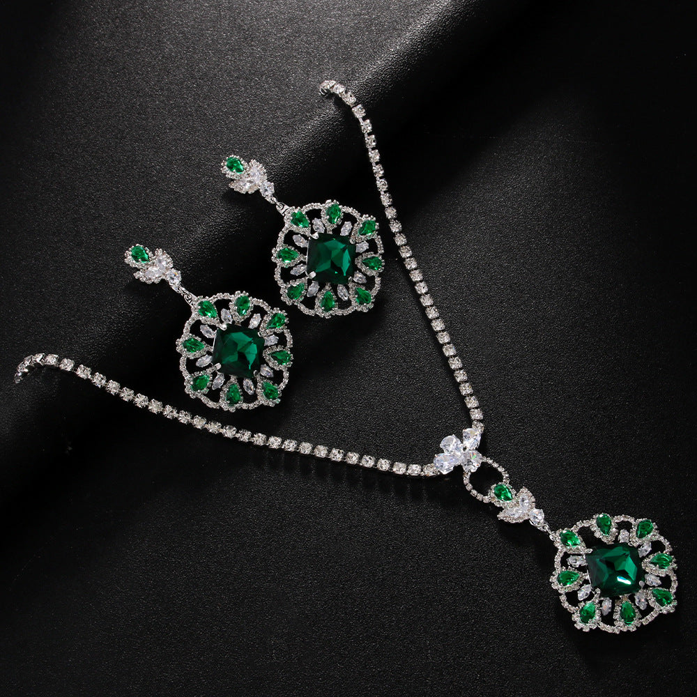 Emerald Green Rhinestone 2piece Jewelry sets [SJP Design]