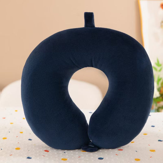 Solid colour neck pillow u-shaped-dark blue