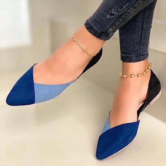 New Fashion matching colours pointed toe women flat shoes