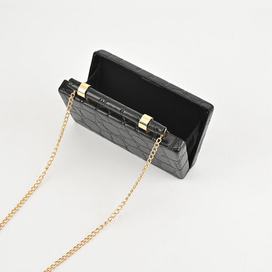 Croc Embossed clutch bag/black-SJP Design