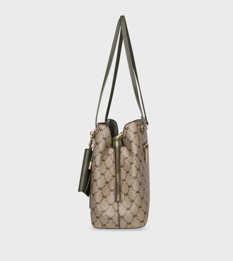 Anne Klein Monogram Patterned Shoulder Bag: Large