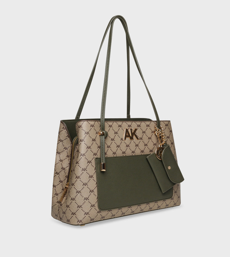 Anne Klein Monogram Patterned Shoulder Bag: Large